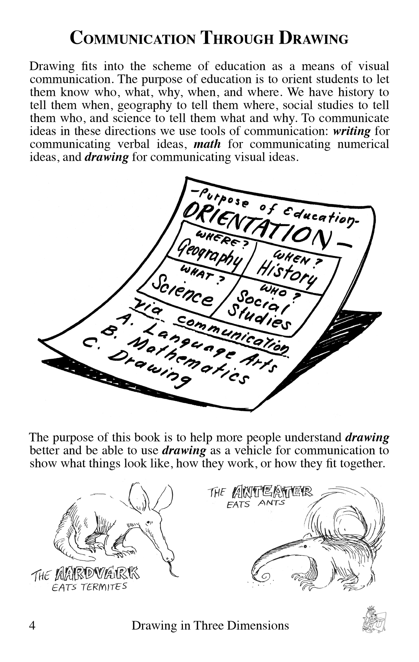Communication Through Drawing sample page from the book Drawing in Three Dimensions by Bruce McIntyre 