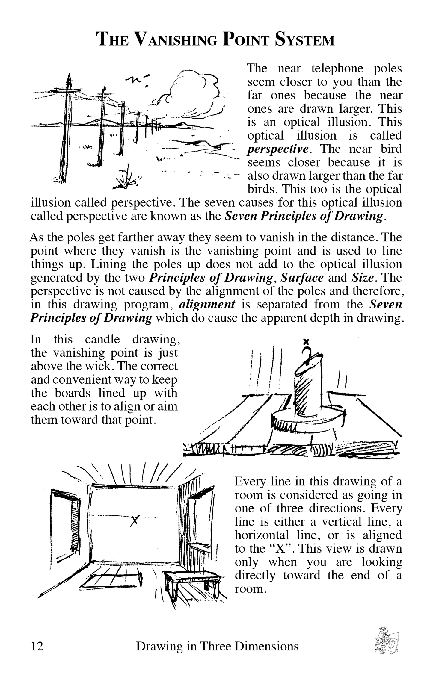 The Vanishing Point System sample page from the book Drawing in Three Dimensions by Bruce McIntyre