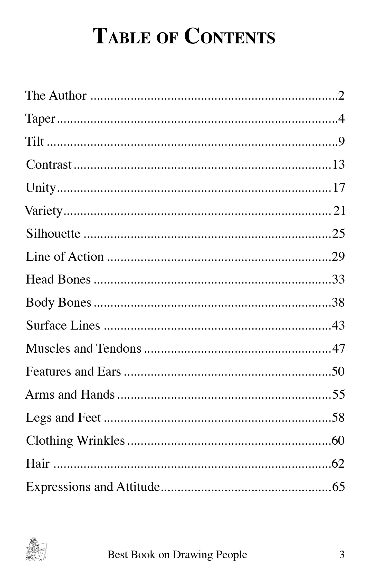 Table of Contents sample page from the book Best Book on Drawing People by Bruce McIntyre