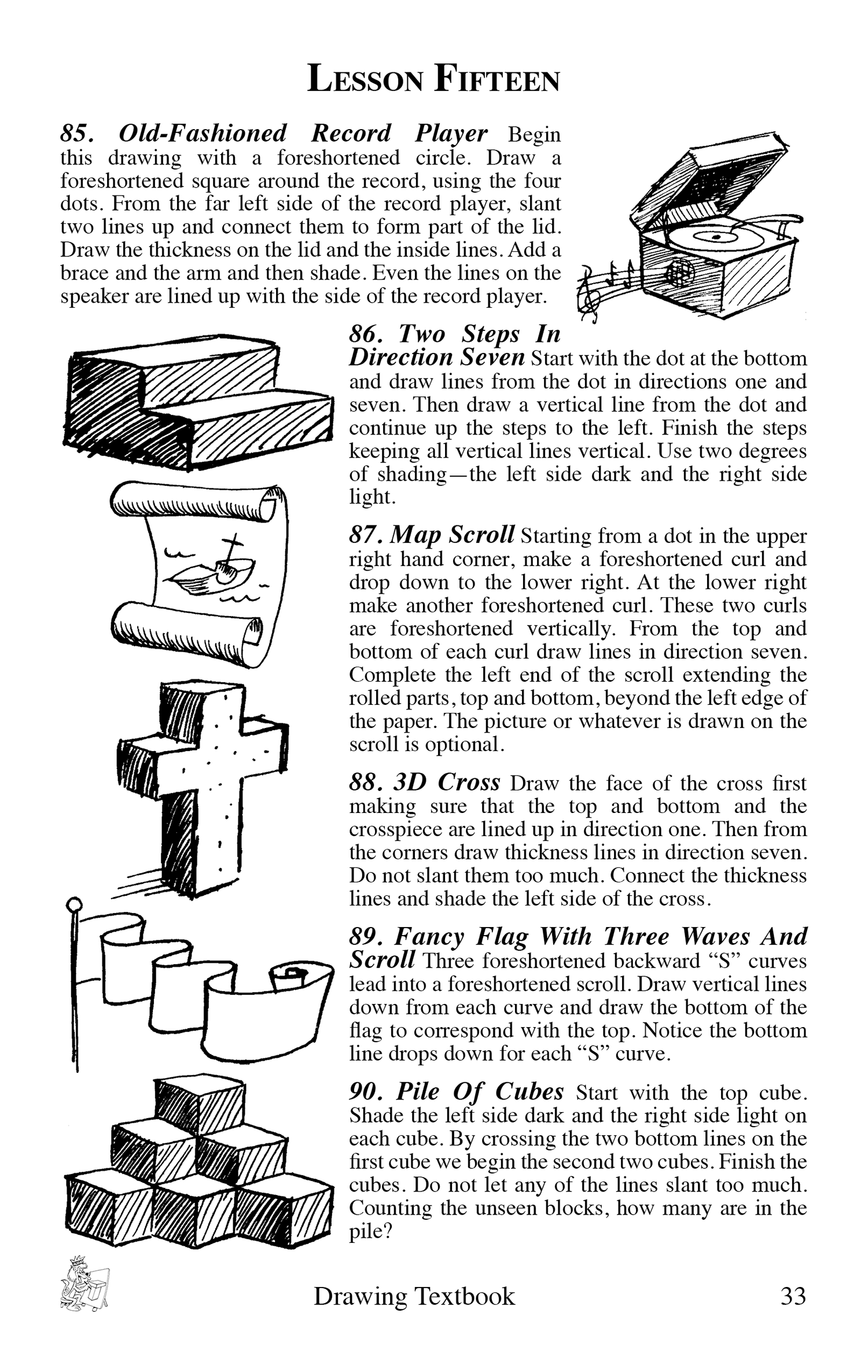 Lesson Fifteen page from Drawing Textbook by Bruce McIntyre