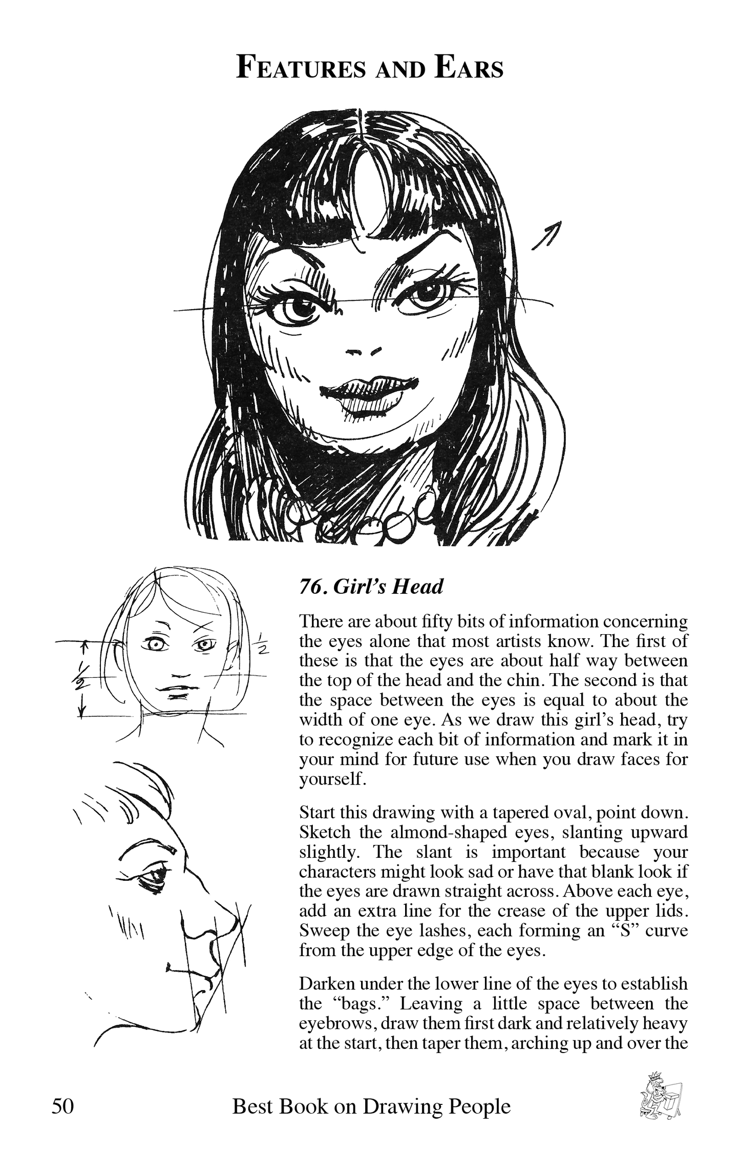 Features and Ears sample page from the book Best Book on Drawing People by Bruce McIntyre
