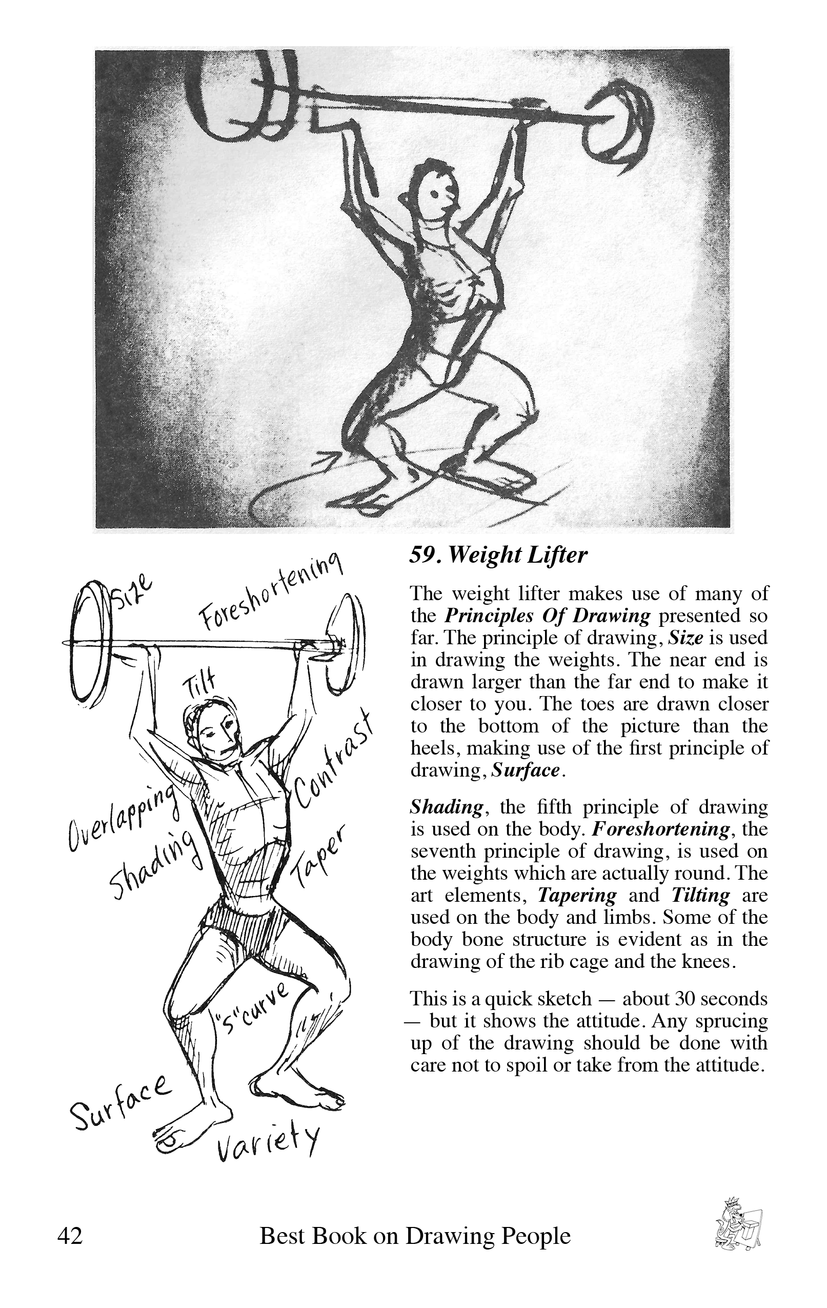 Weight Lifter sample page from the book Best Book on Drawing People by Bruce McIntyre