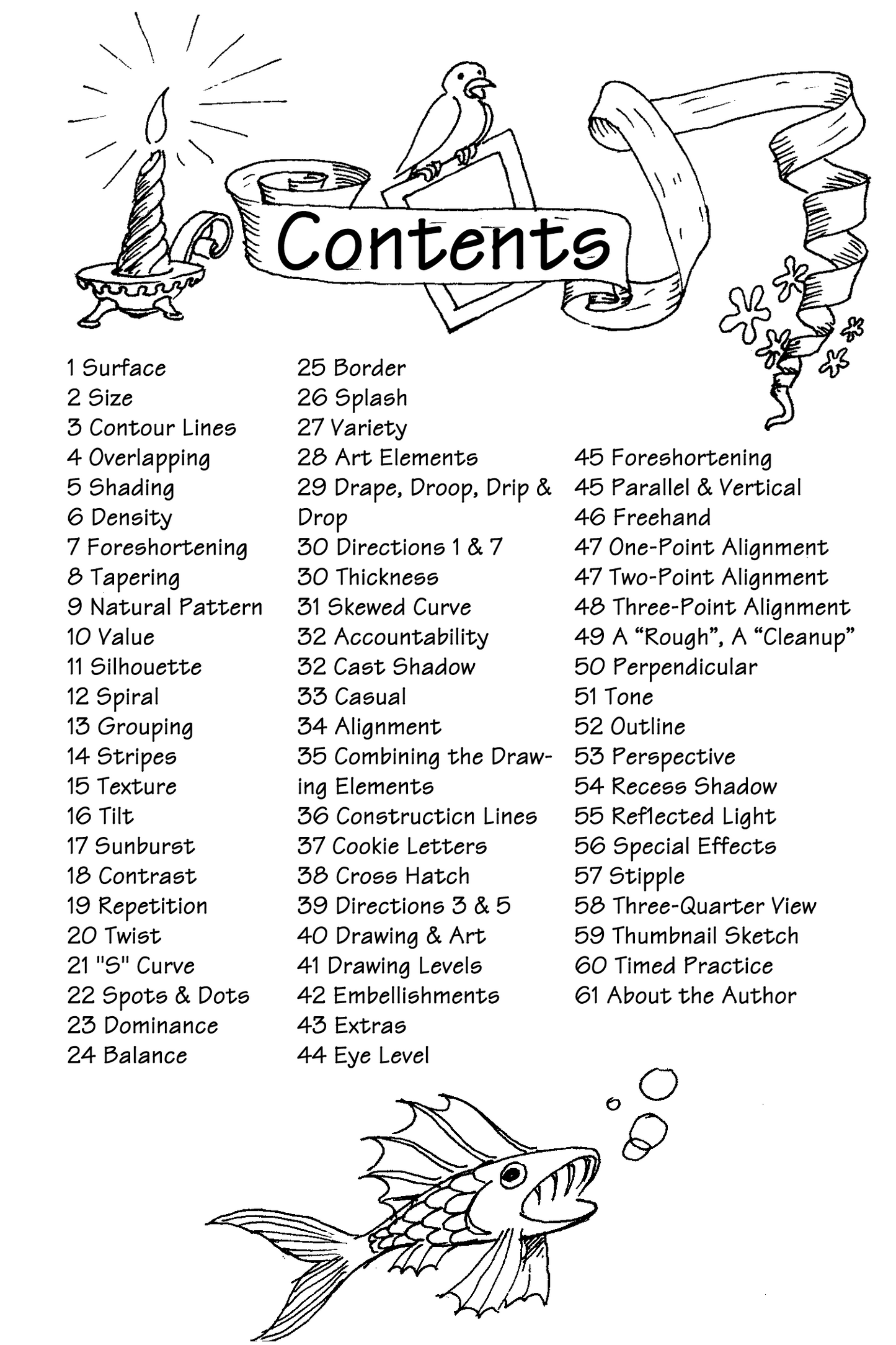 Table of Contents from the book Art Elements by Bruce McIntyre