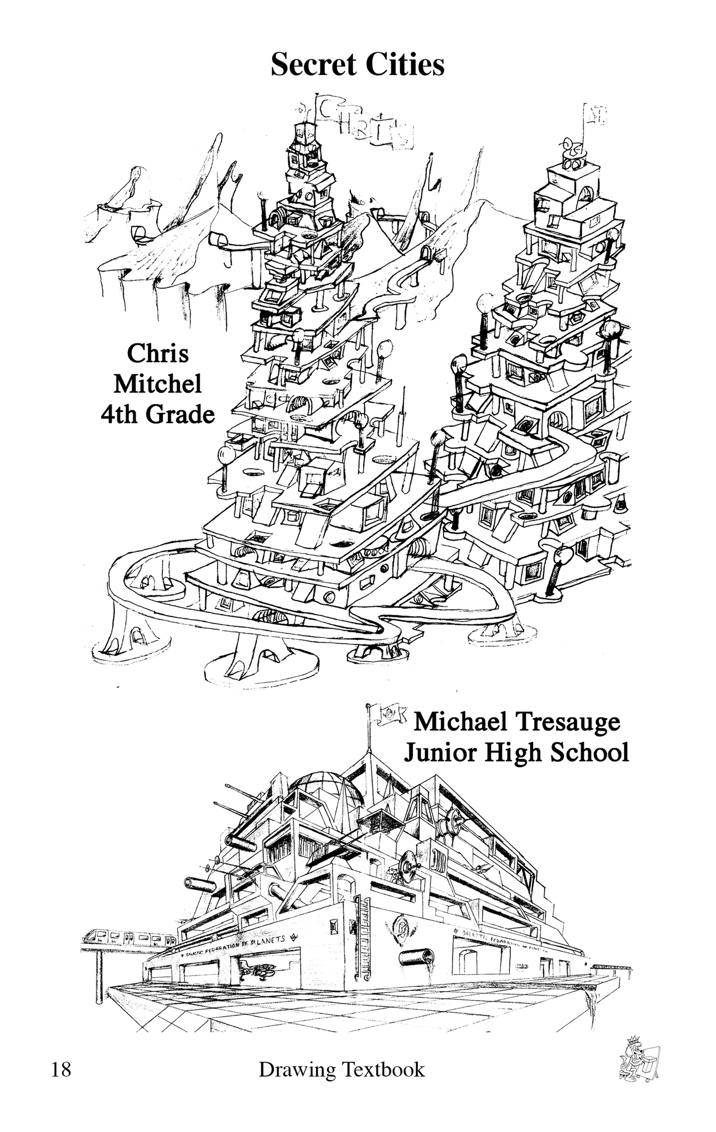 Secret Cities page from Drawing Textbook by Bruce McIntyre